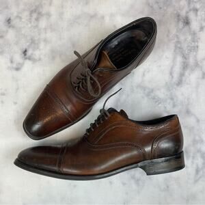 To Boot New York David Brown Burnished Leather Cap Toe Brogue Oxfords Sz 9